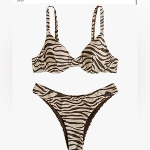 NEW Zebra Print Bikini Set 2 Piece Size Large